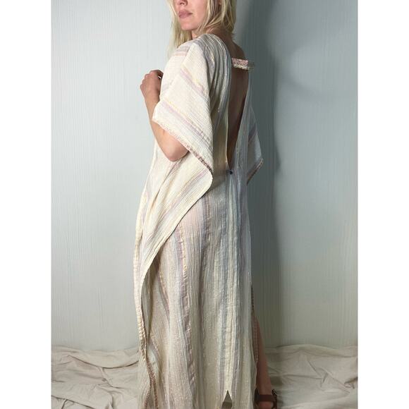 Z&L Golden Slumbers Metallic Stripe Cotton Kaftan Dress NWT US MEDIUM/LARGE - Picture 4 of 16